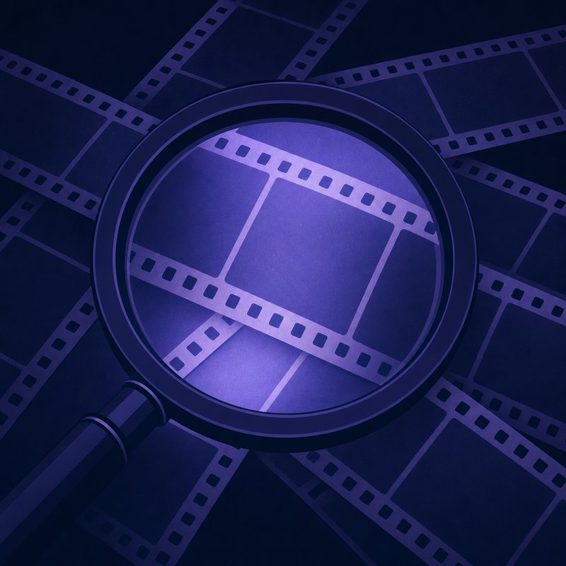 Ein Negativstreifen aus dem digitalen Filmarchiv, unter der Lupe betrachtet
